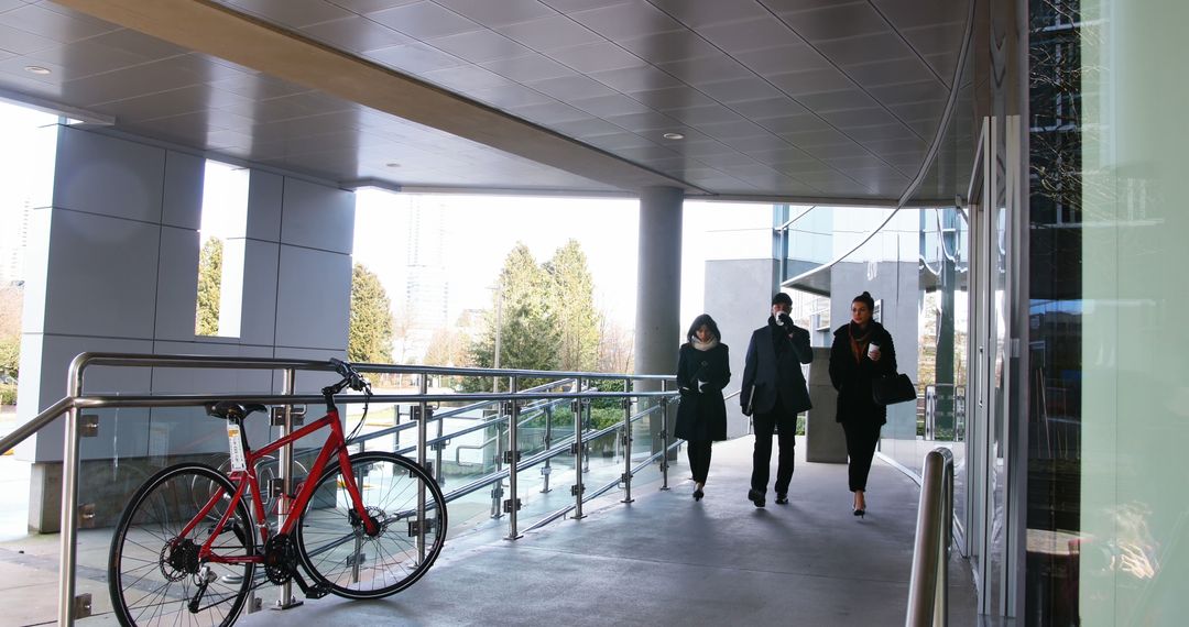 Executives Networking Over Coffee Outdoors