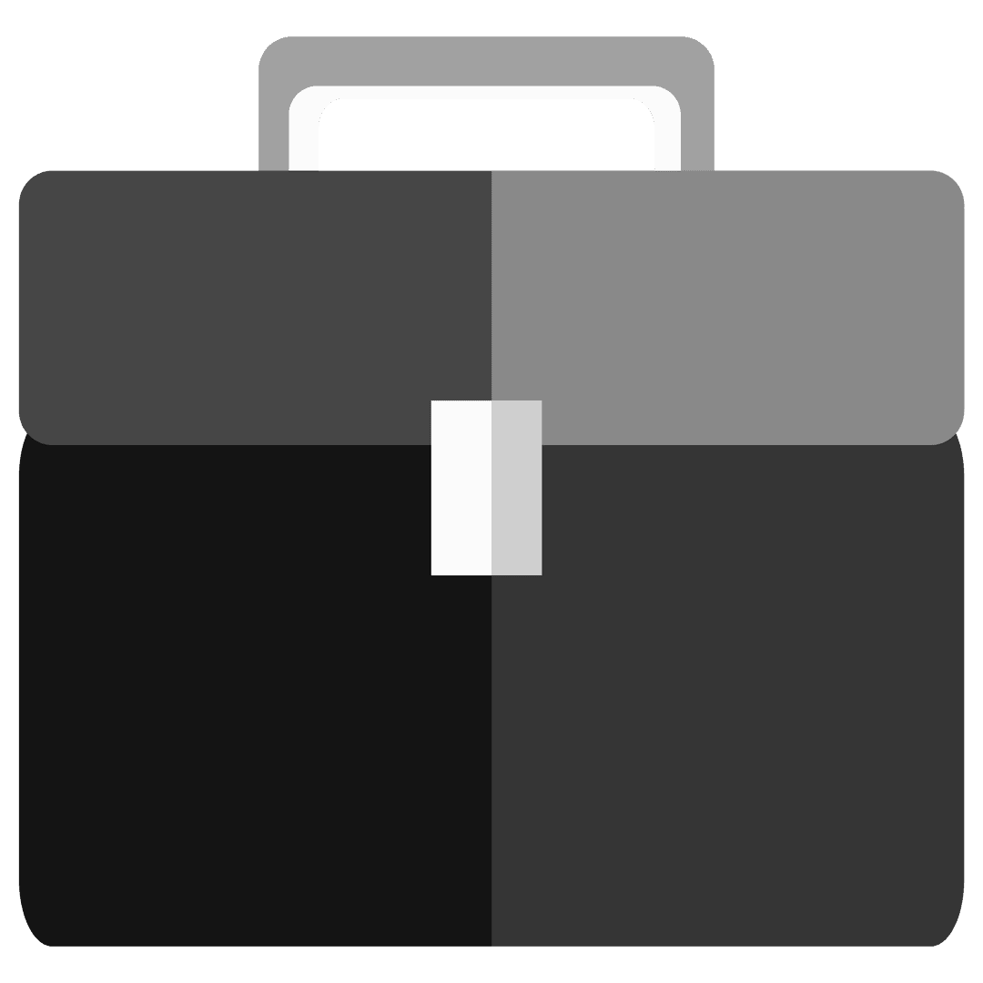 Transparent Black and Gray Suitcase Icon for Office and Business
