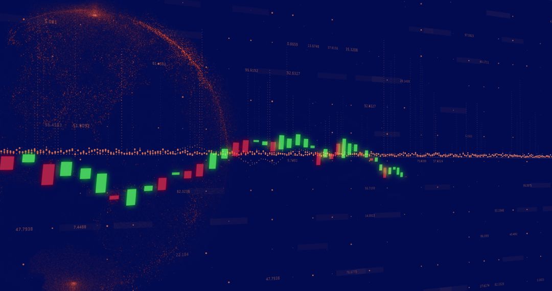 Futuristic Digital Data Graphs and World Map