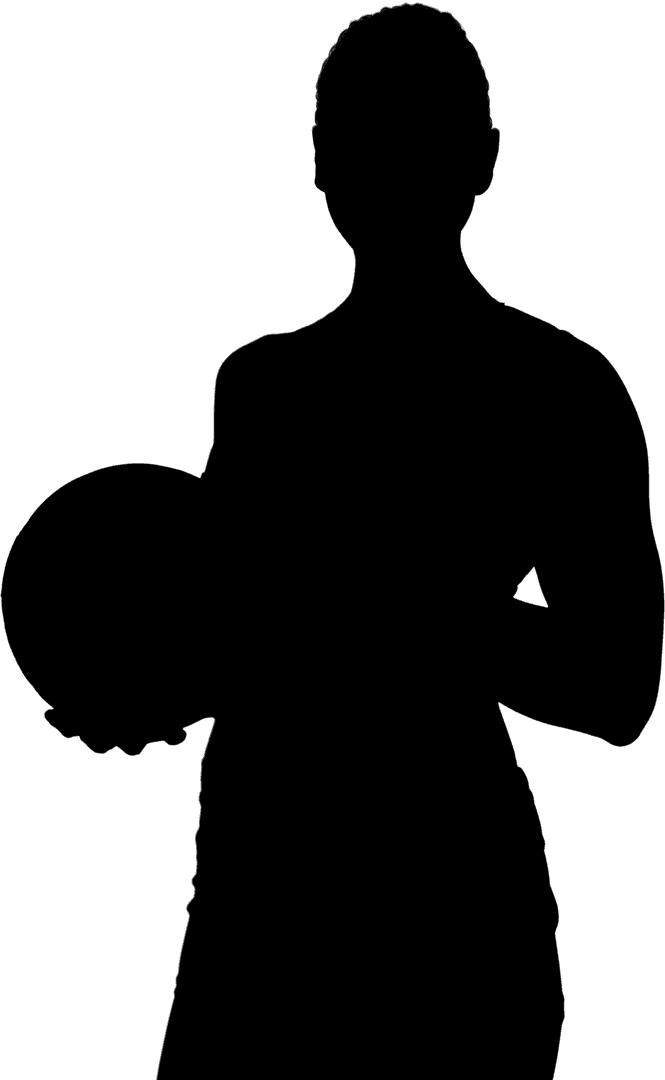 Silhouette of Athletic Woman with Ball on Transparent Background