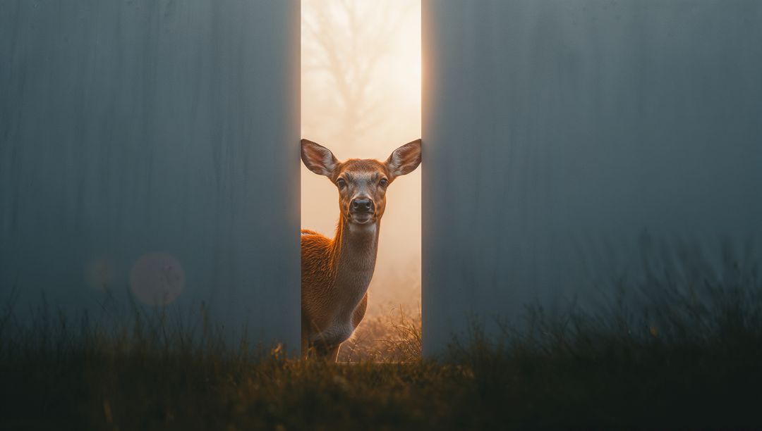 Majestic Deer Bathed in Morning Gold Emits Wilderness Tranquility