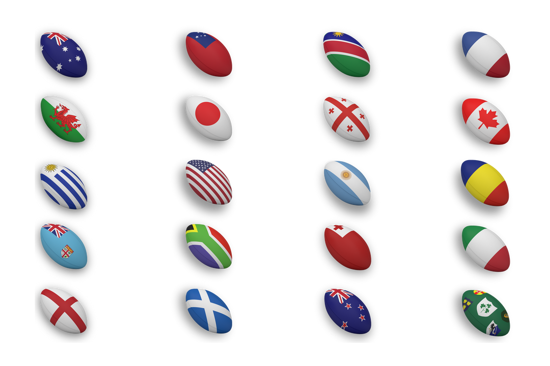 Rugby Balls with National Flags on Transparent Background - Download Free Stock Images Pikwizard.com