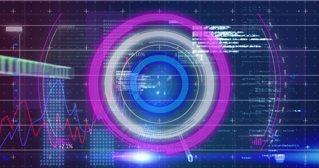 Futuristic Neon Data Scanner on Digital Financial Interface