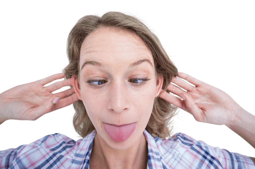 Transparent Hipster Sticking Out Tongue in Funny Expression