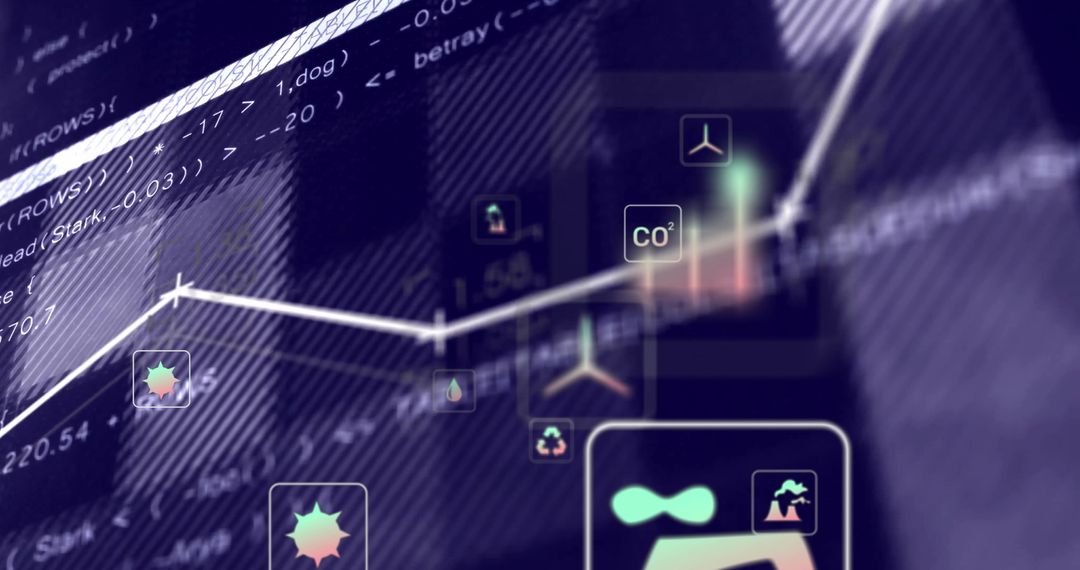 Ecology Icons and Data Interface Representing Eco-Tech Innovations