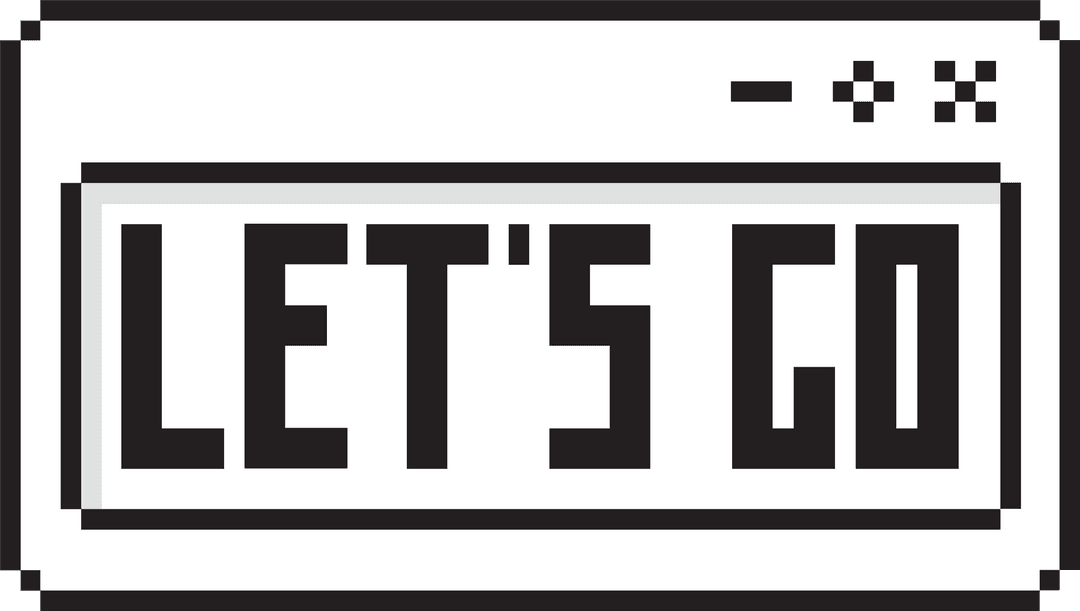 retro pixel art window displaying let's go on transparent background - Download Free Stock Images Pikwizard.com