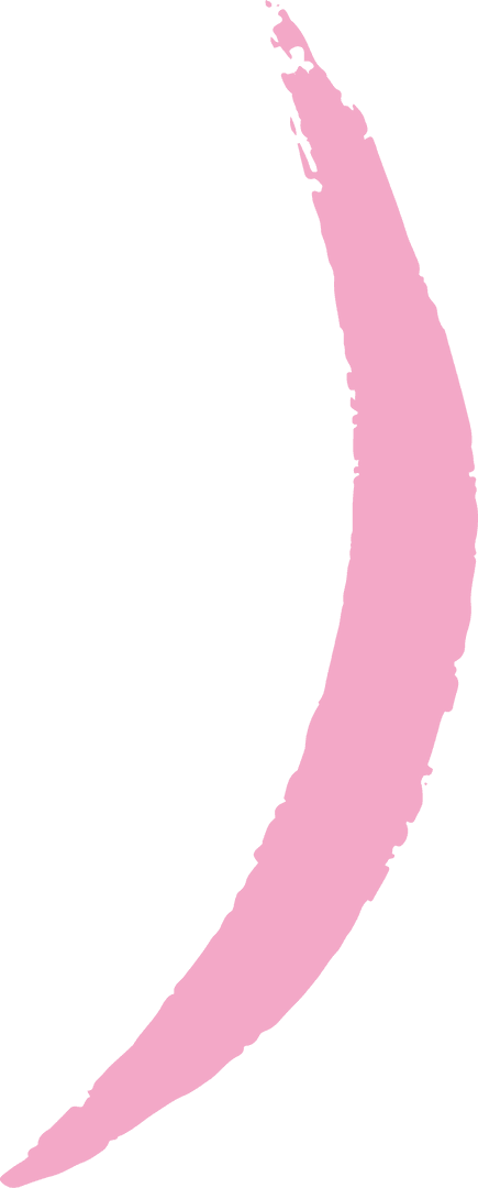 Pastel Pink Brushstroke Crescent over Transparent Background