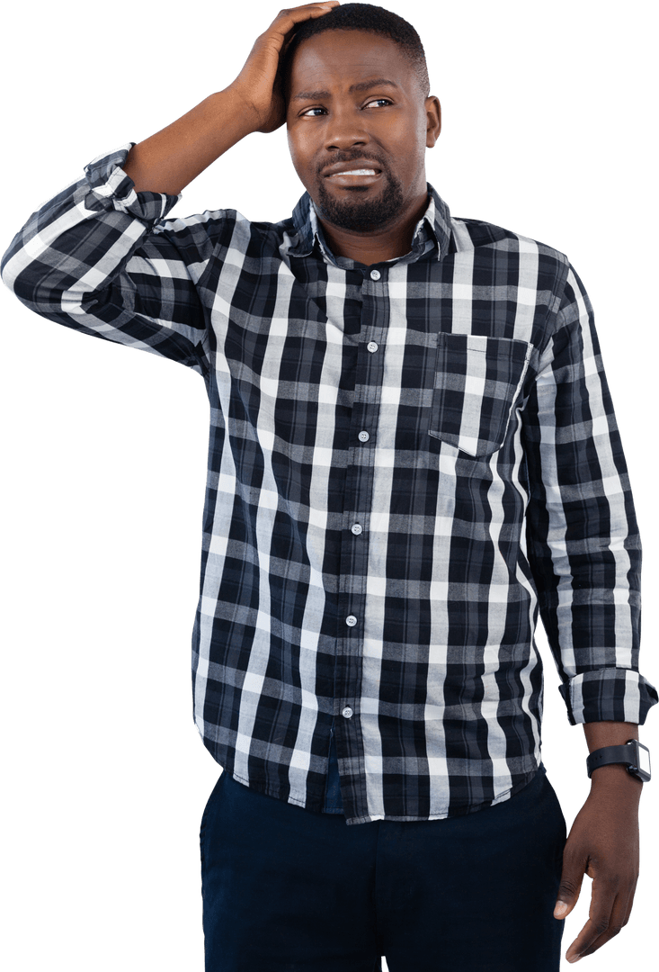 Transparent Image of Worried African American Businessman