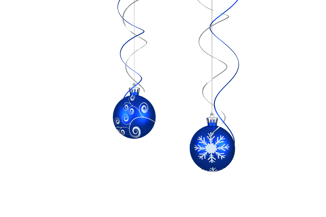Transparent Hanging Blue Christmas Baubles with Swirls