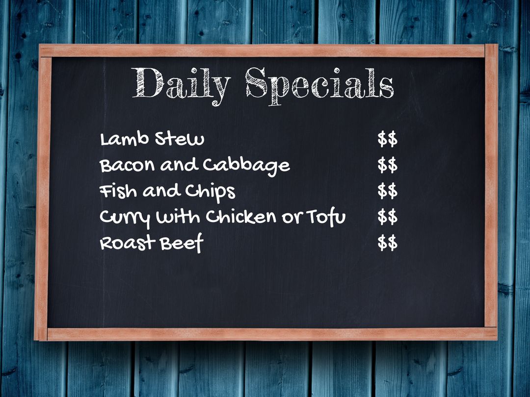 Chalkboard Menu Template Displaying Daily Specials - Download Free Stock Templates Pikwizard.com