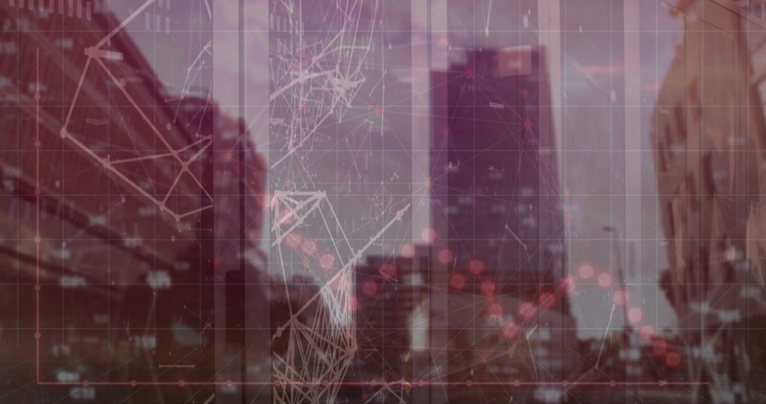 Futuristic Metropolis Skyline with Digital Network Overlay