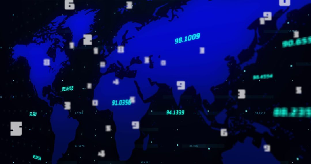 Global Data Network Represented by Digital World Map
