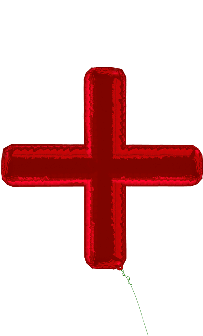 Vibrant Transparent Red Plus Sign