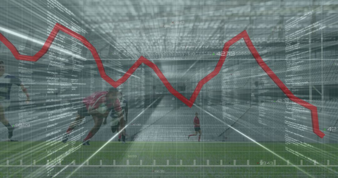 Data Analysis Overlay on Rugby Game in Stadium Atmosphere