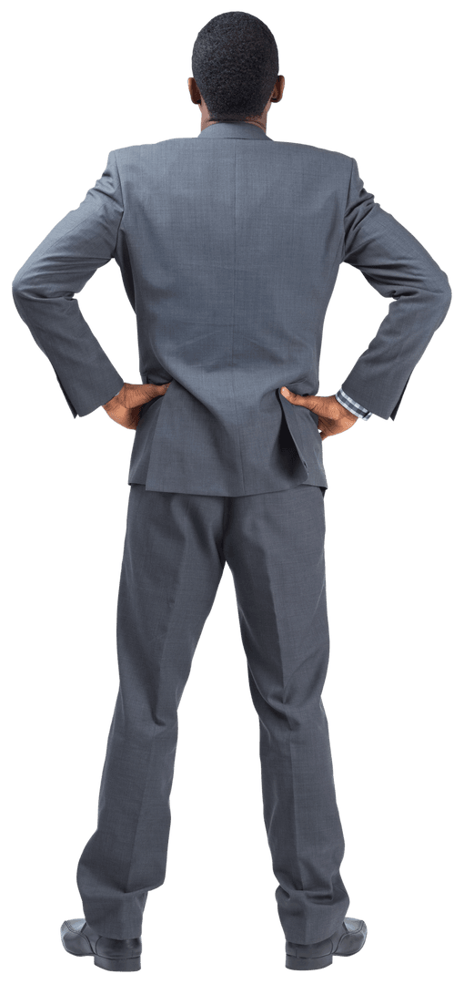 Businessman with Hands on Waist on Transparent Background