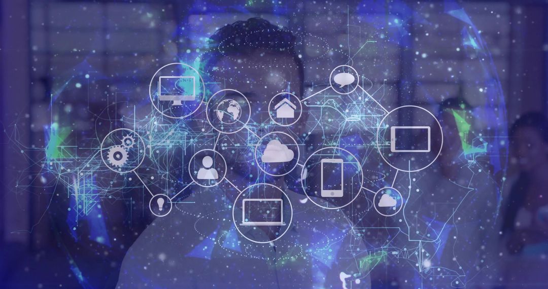 Tech Professionals Analyzing Futuristic Digital Network Interface