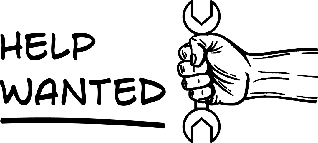 Transparent Hand with Wrench by Help Wanted Sign Graphic