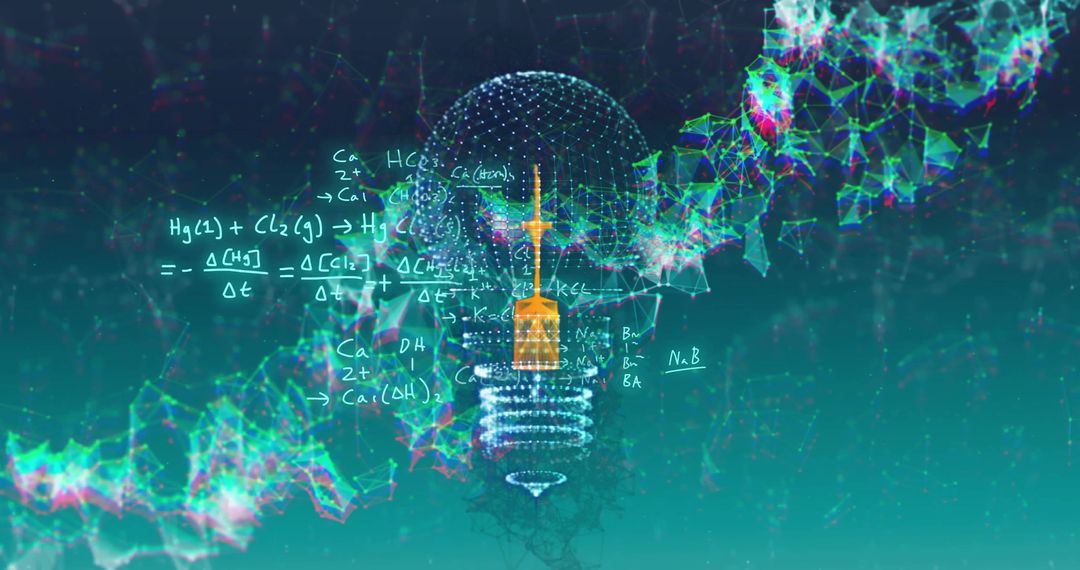 Light Bulb with Networking over Mathematical Equations – Digital Innovation Idea Concept