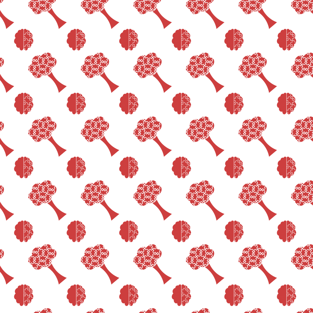 Red tree and brain pattern on transparent background