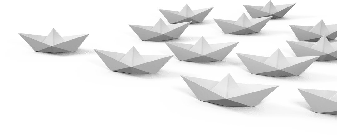 Origami Paper Boats on Transparent Background