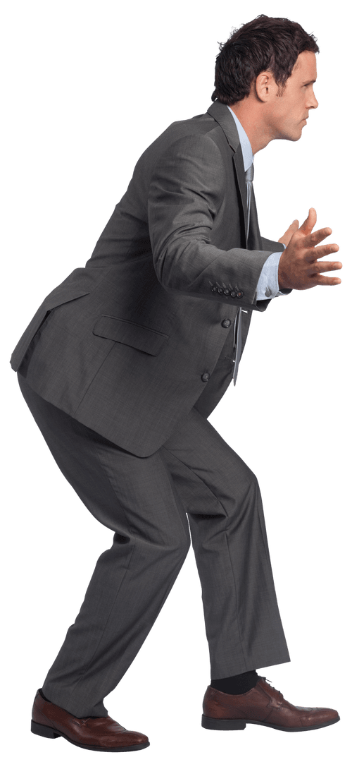 Businessman Balancing with Arms Out Transparent Background