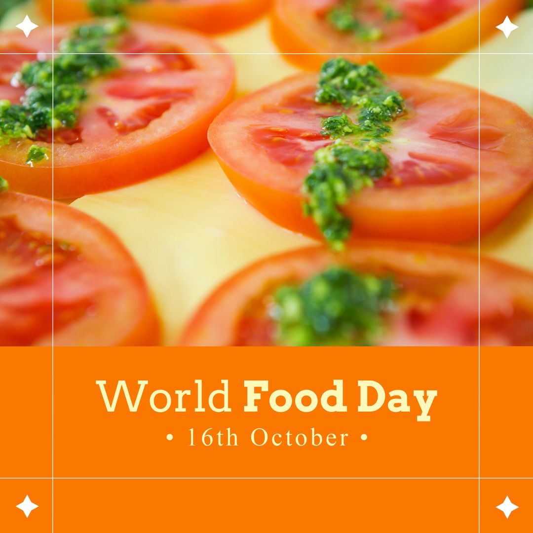 World Food Day Tomato Concept with Pesto Garnish