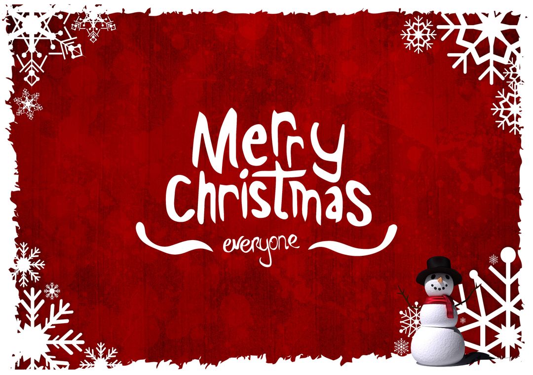 Festive Christmas Greeting with Snowman and Snowflakes