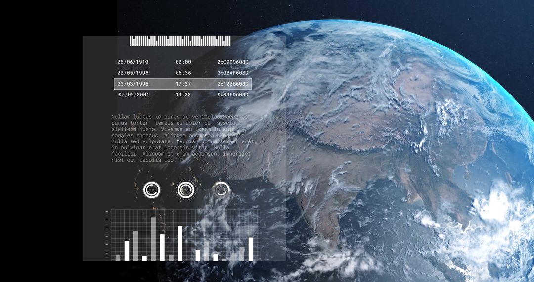 Digital Data Processing Over Earth with Dark Background