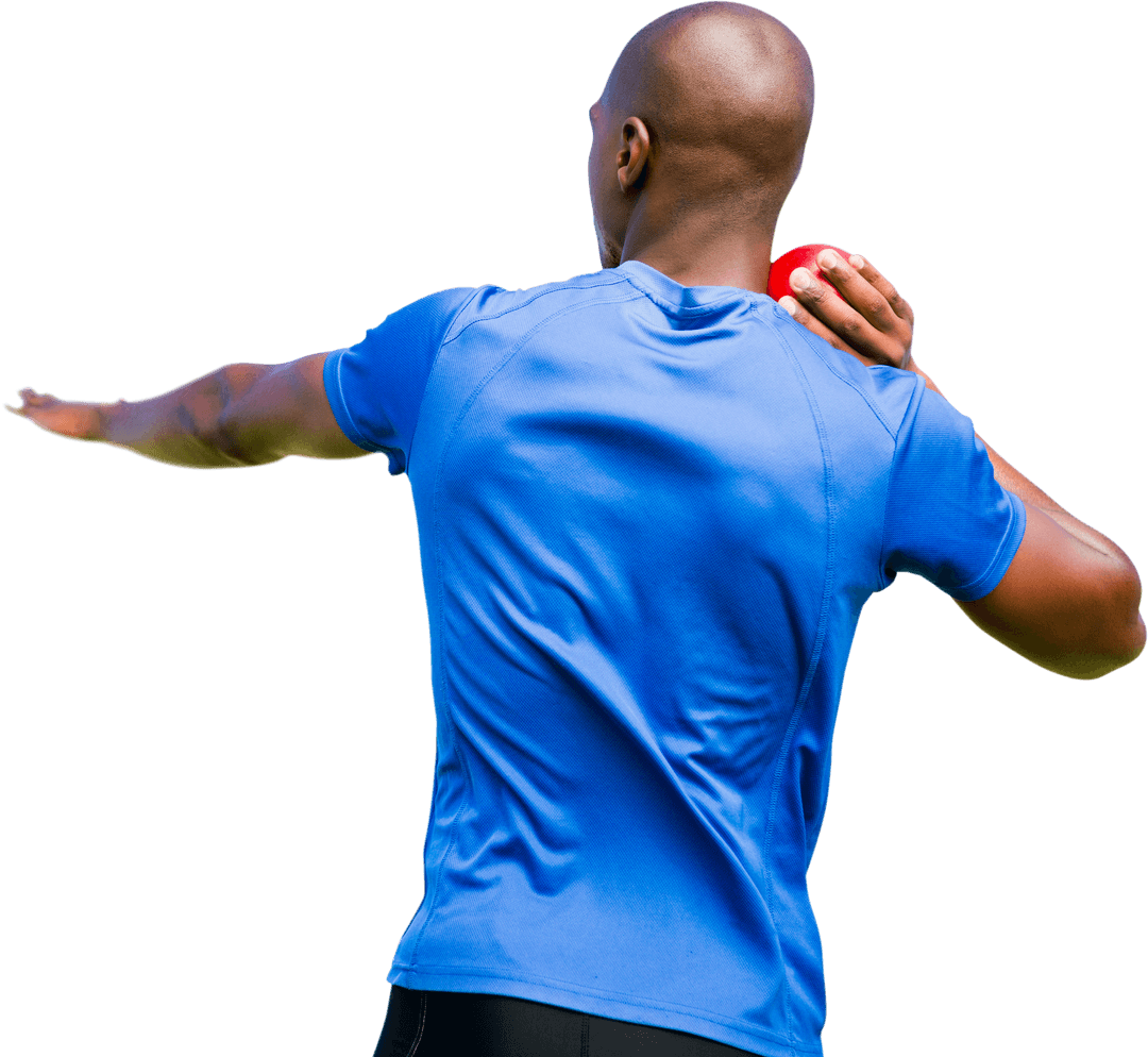 Athlete Preparing Shot Put Throw with Transparent Background