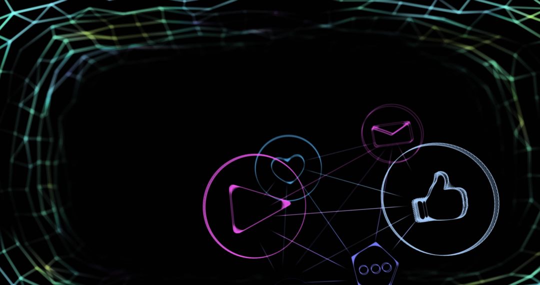 Abstract Social Media Network Connections on Dark Background