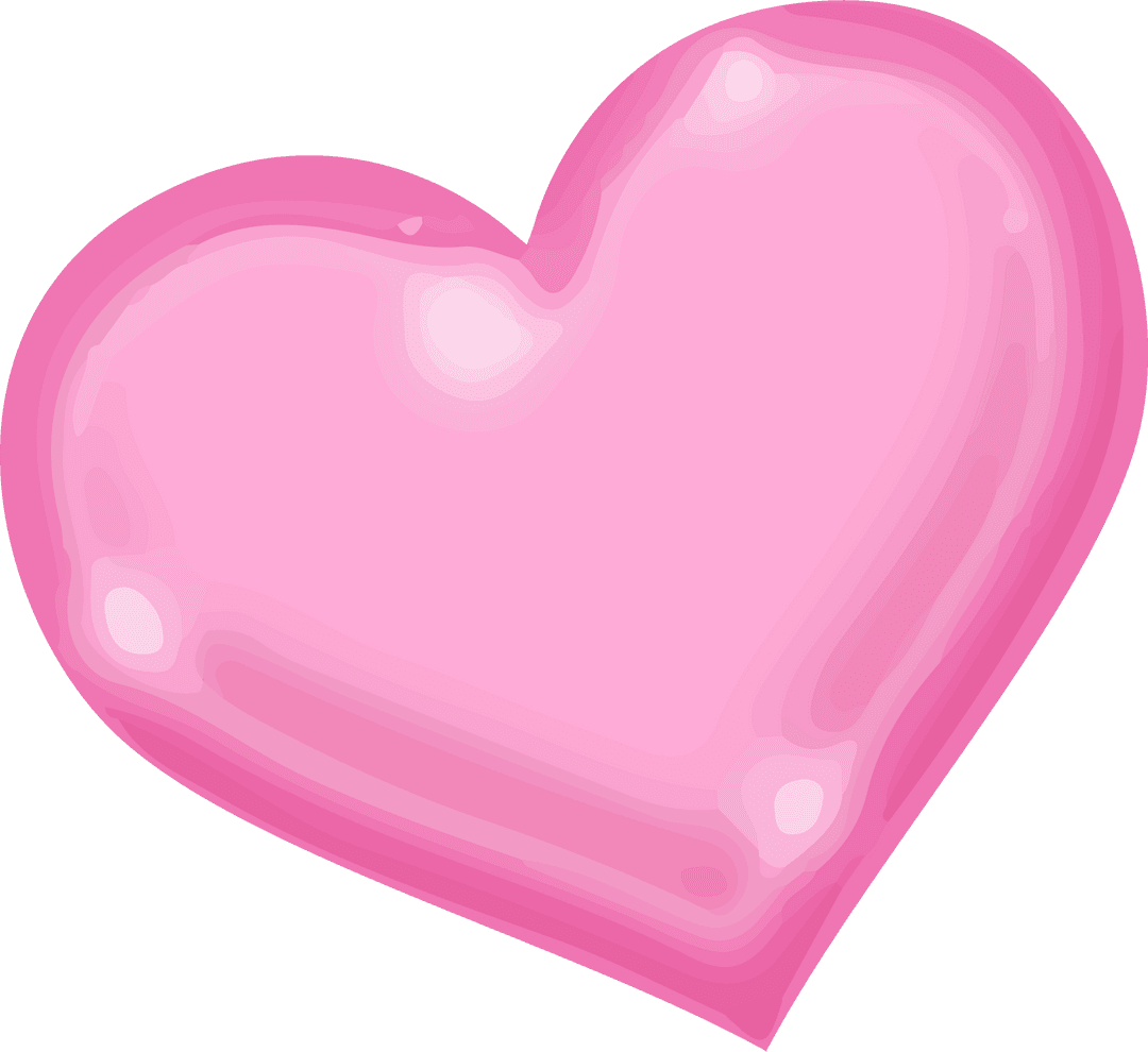 Glossy Pink Heart Icon on Transparent Background