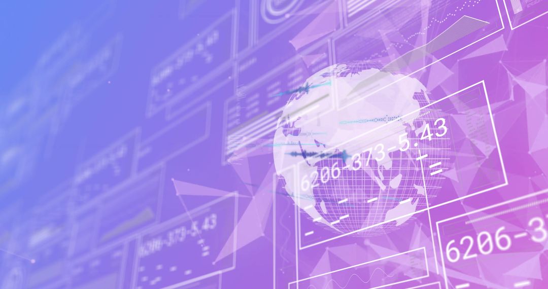 Global Data Analysis Digital Interface on Purple Background
