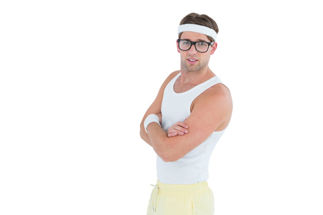 Geeky Hipster in Sportswear Transparent Background Arms Crossed - Download Free Stock Images Pikwizard.com