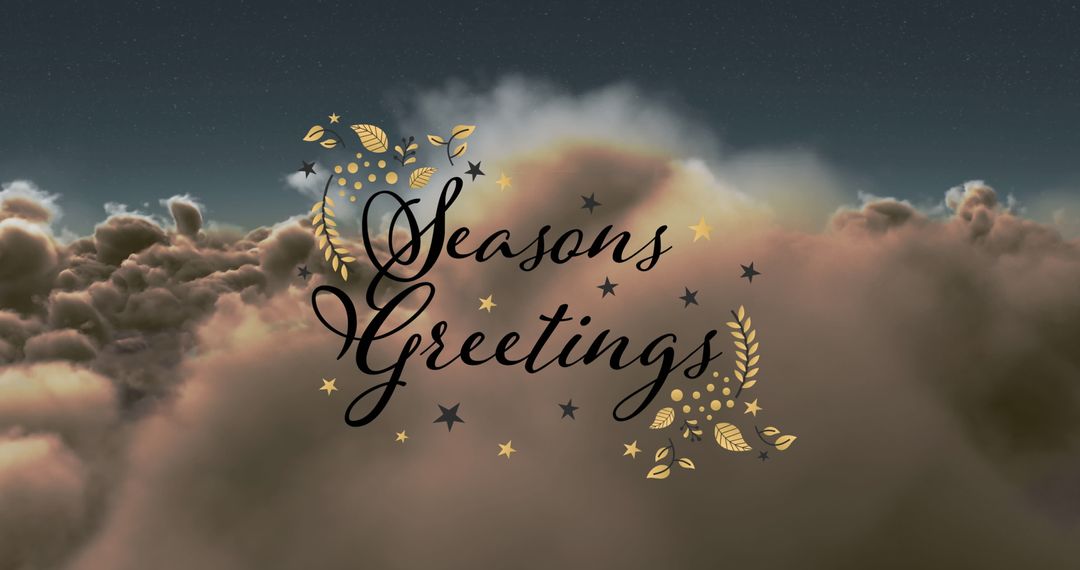 Elegant Seasons Greetings over Majestic Cloudy Sky