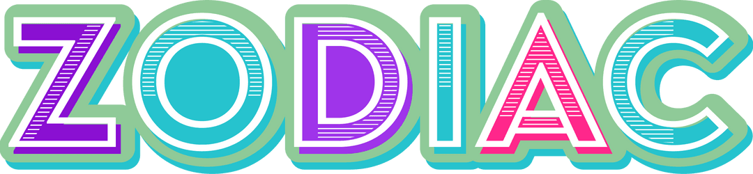 Colorful Zodiac Lettering with 3D Effect on Transparent Canvas