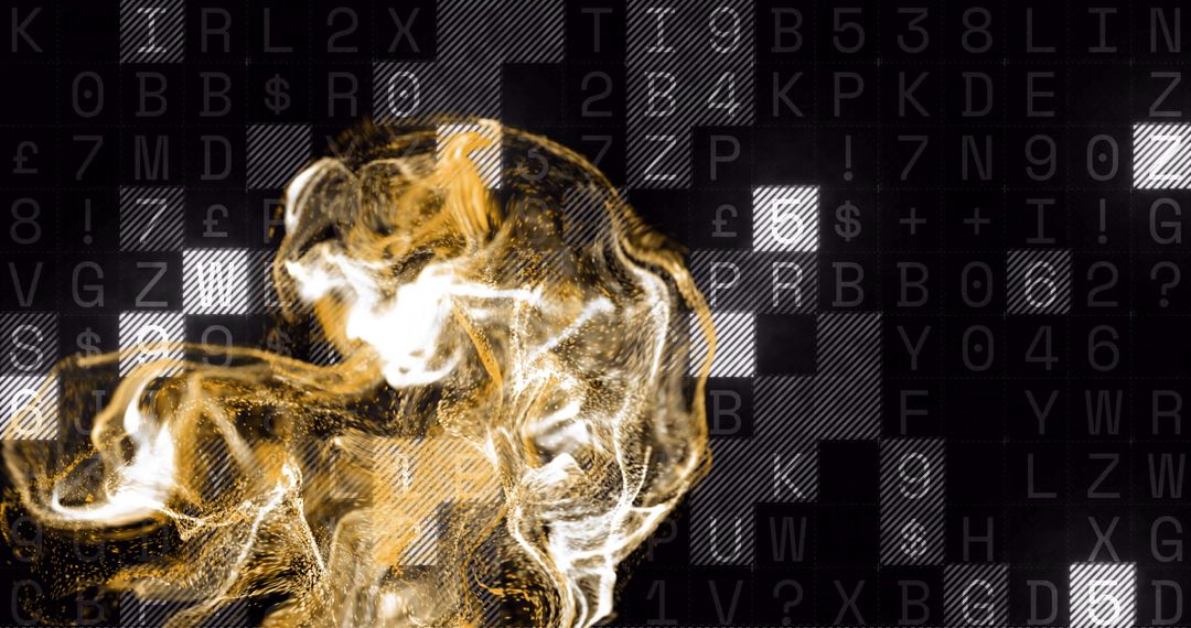 Futuristic Abstract Fluid Motion with Alphanumeric Patterns