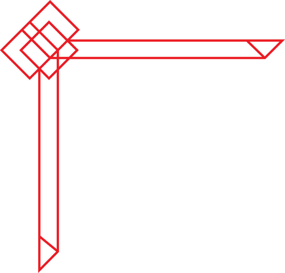 Geometric Red Corner Design on Transparent Background