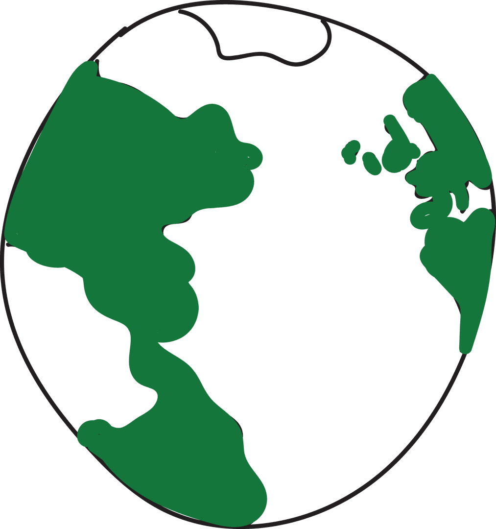 Sustainable World Globe Icon on Transparent Background