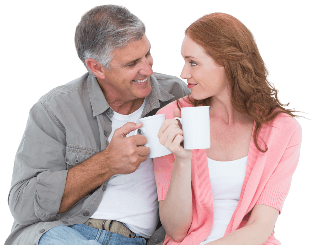 Lovely Mature Couple Enjoying Transparent Coffee Moment