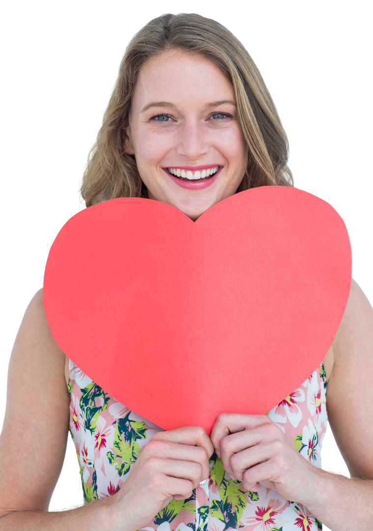 Transparent smiling woman holding red heart shape sign - Download Free Stock Images Pikwizard.com