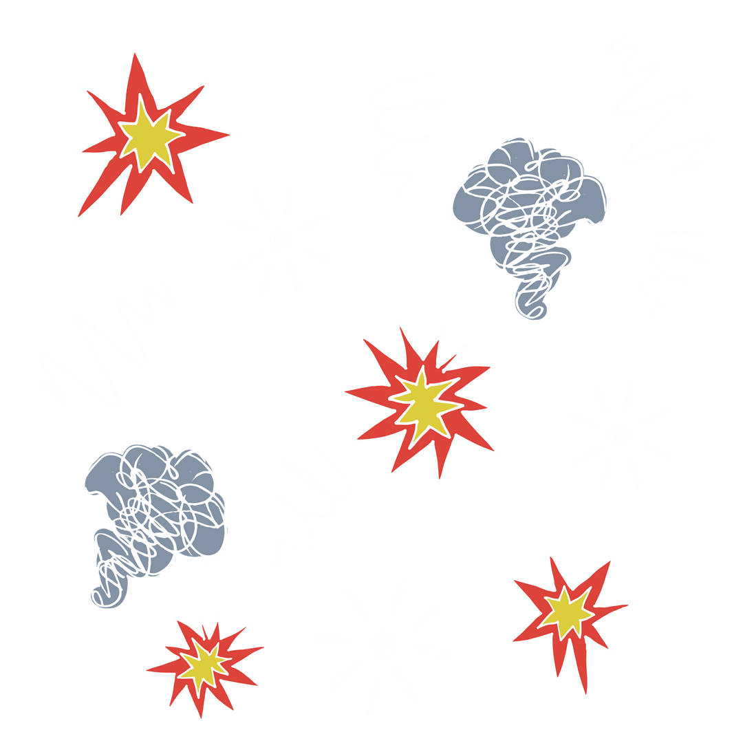 Colorful Doodle Explosion Pattern on Transparent Background