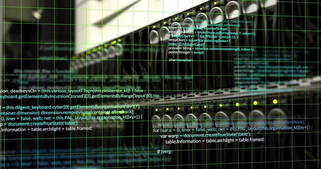 Digital data flow in modern server room matrix interface