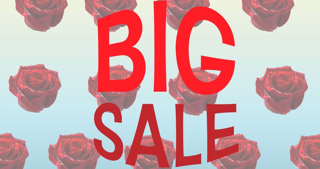 Big Sale Announcement with Red Roses Background Design
