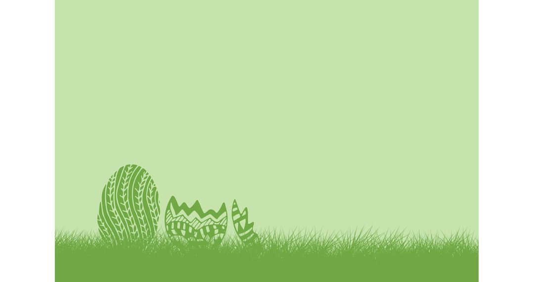 Easter Eggs on Green Background with Grass Border
