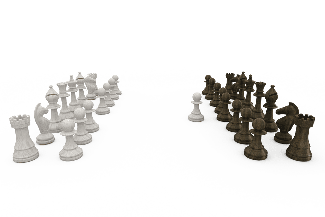 Transparent Chess Pieces on Reflection Making First Move