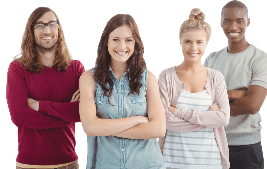 Diverse Business Team Standing Together in Transparent Background