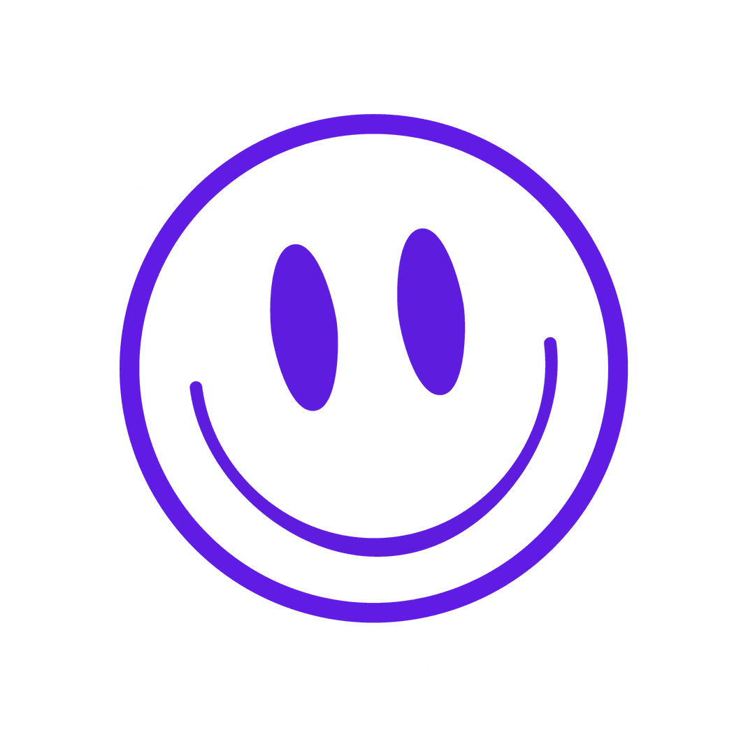 Purple Smiley Face with K-POP Text on Transparent Background