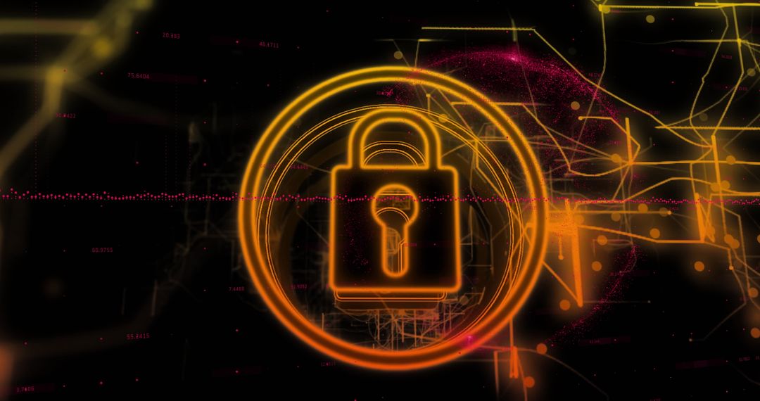 Cybersecurity Concept with Digital Padlock and Network Connections