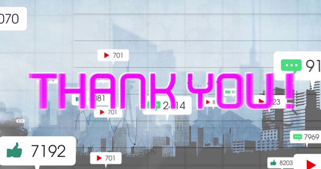 Thank You Bold Text Over Digital Media Marketing Concept