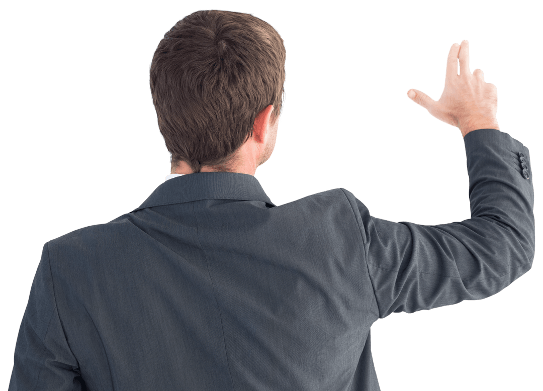 Businessman on Transparent Background Pointing With His Fingers